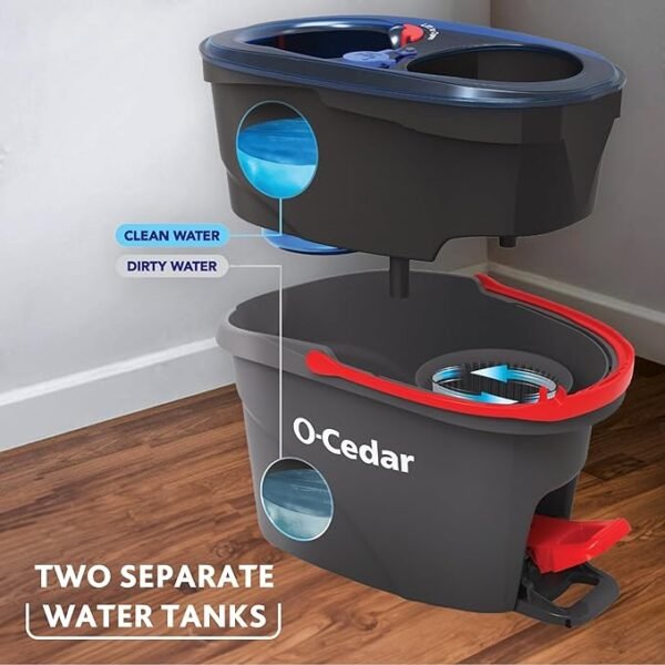 O-Cedar RinseClean Spin Mop & Bucket System + 2 Extra Mop Heads| Clean with Clean Water | Removes 99% of Bacteria Visit the O-Cedar Store