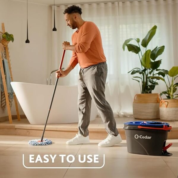 O-Cedar RinseClean Spin Mop & Bucket System + 2 Extra Mop Heads| Clean with Clean Water | Removes 99% of Bacteria Visit the O-Cedar Store