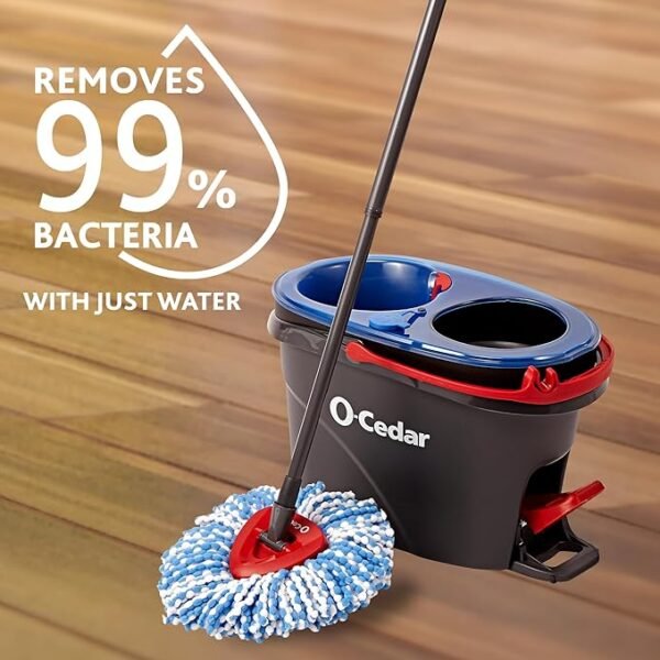 O-Cedar RinseClean Spin Mop & Bucket System + 2 Extra Mop Heads| Clean with Clean Water | Removes 99% of Bacteria Visit the O-Cedar Store